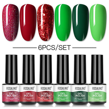 ROSALIND Mini Soak Off Gel Polish 6PCS/Set Bright For Nail Art Design LED/UV Lamp